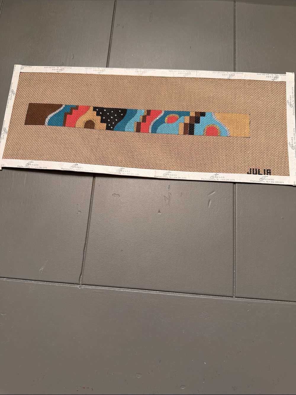 Abstract needlepoint canvases, eyeglass reader case.🐈‍⬛#1